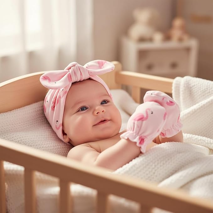 LIDHAY 4PCS Newborn Baby Hospital Hats Beanie Bow Infant Caps Cotton Preemie - Image 4