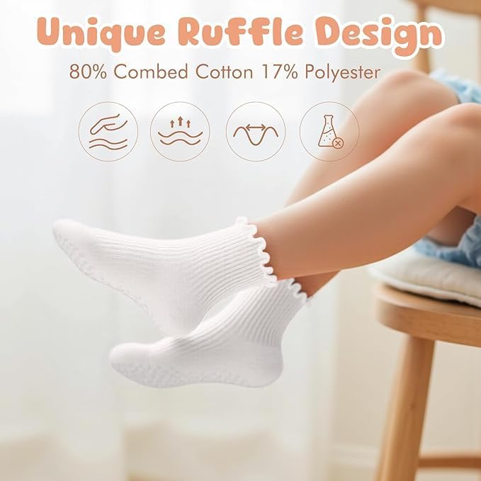 HONGTEYA 6 Pairs Toddler Ruffle Socks - Image 5
