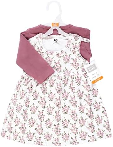 Hudson Baby Infant and Toddler Girls Cotton Dress and Cardigan Set - Image 2