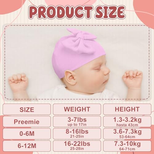 Cuffbow 4 Pcs Preemie Hats Baby Cap - Image 2