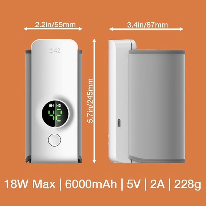 PandaEar Portable Baby Bottle Warmer, Fast Heating & Long-Lasting Temperature, Waterless Milk Warmer with Adjustable Temperature, USB Rechargeable Travel Bottle Heater for Breastmilk & Formula