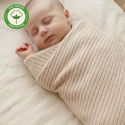 Receiving Blankets, 100% Organic Cotton Knit, Baby Swaddle 2-Pack | - Image 4