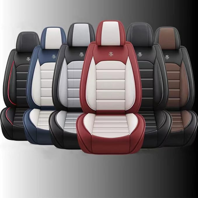 Leather Seat Cover for Ford Edge 2010-2026,Waterproof Soft Seat Covers,Interior Accessories Seat Covers Cushion Vehicle Protector Airbag Compatible(Black&Coffee,2PCS Front)