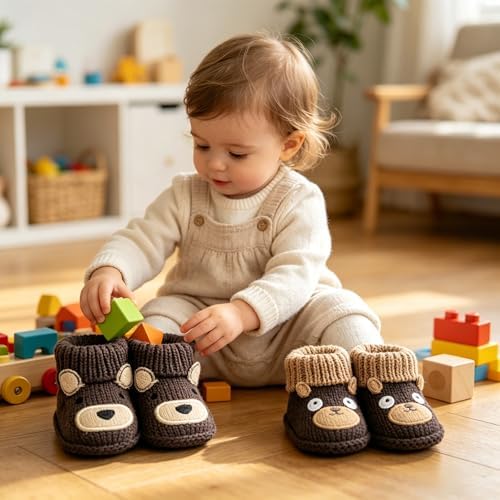 2 pairs Cute Knit Animal Baby Booties - Image 2