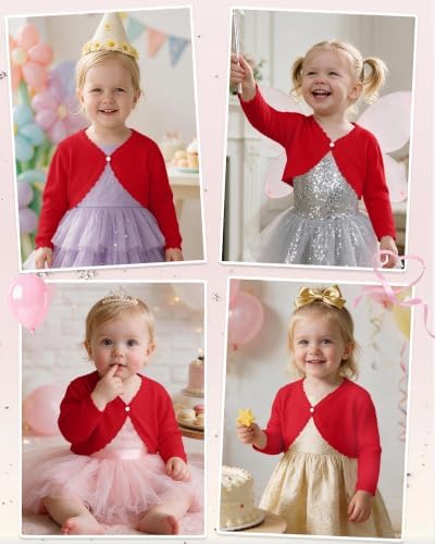 Girls Cardigan, Girls Bolero Shrug Sweater, Kids Knit Hollow Out Long Sleeve - Image 2