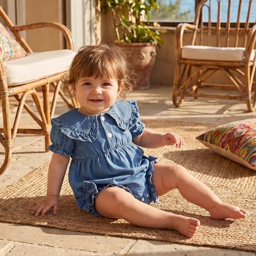 Baby Girl Denim Outfit Button Romper Jean Jumpsuit Shorts Overalls Toddler - Image 4