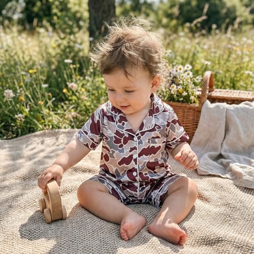Kuriozud Baby Girl Boy Romper Pajamas Onesie Short Sleeve Button Down Pjs - Image 6