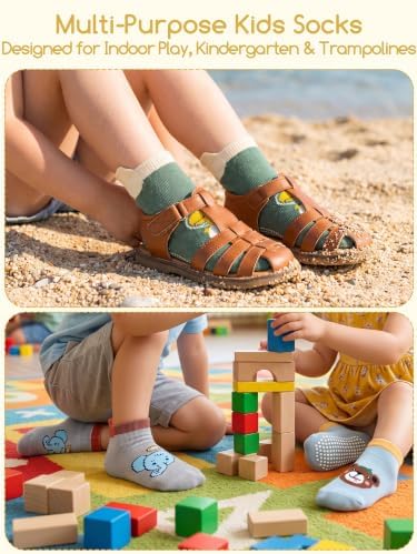 Aroveea Toddler Socks Non Slip Grip Ankle Baby 12 Pack - Image 5
