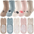 Toddler Grip Socks, 5 Pairs, Cotton Crew by SukModen