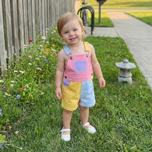 Fernvia Toddler Kids Baby Girl Boy Contrast Color Overalls Shorts Clothes - Image 3