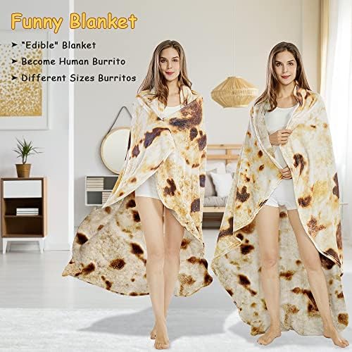 SeaRoomy 71 in Burrito Tortilla Blanket, Funny Large Throw Blanket - Image 4