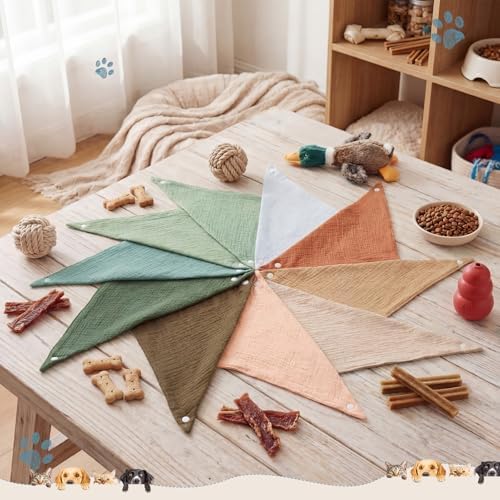 10 Pcs Muslin Cotton Triangle Dog Bandanas Reversible Pet Bibs Scarf Dog Scarves - Image 5