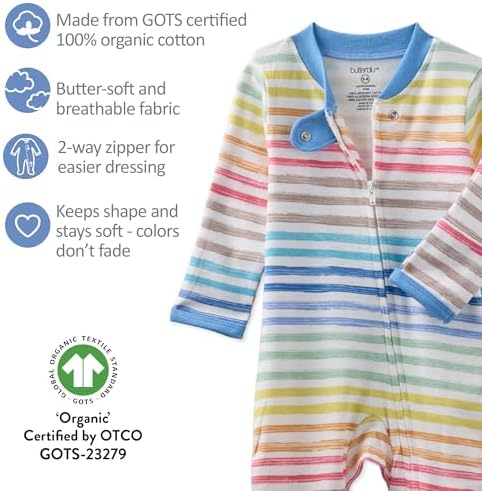 Butterblu Scout Sleep & Play 100% Organic Cotton Footed Zip Front PJs | GOTS - Image 6