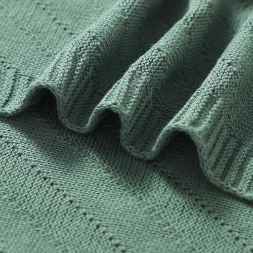 Avibae Knitted Baby Throw Blanket, Solid Color Swaddling Receiving Blanket - Image 4