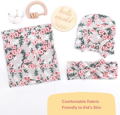 DRESHOW BQUBO Baby Girl Newborn Floral Receiving Blankets - Image 3