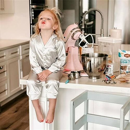 Kids Baby Girl Boy Satin Pajamas Set Button Down Sleep Shirt Top+Long Pants - Image 2