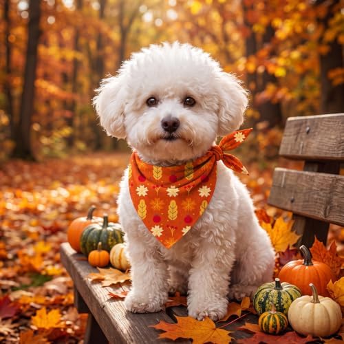 50 Pcs Fall Dog Bandanas Bulk Autumn Pumpkin Maple Leaves Pattern - Image 4