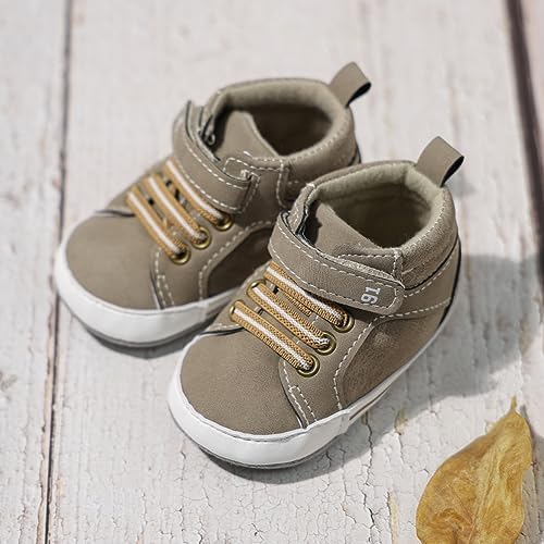 Meckior Toddler Baby Boys Girls High Tops Ankle Sneakers Soft Anti-Slip Sole PU - Image 2