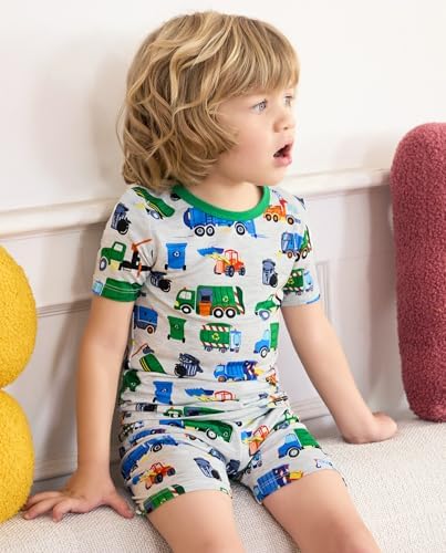 babee Reshinee Bamboo Viscose Toddler Boys Pajamas Set, Short Sleeve Kids - Image 6