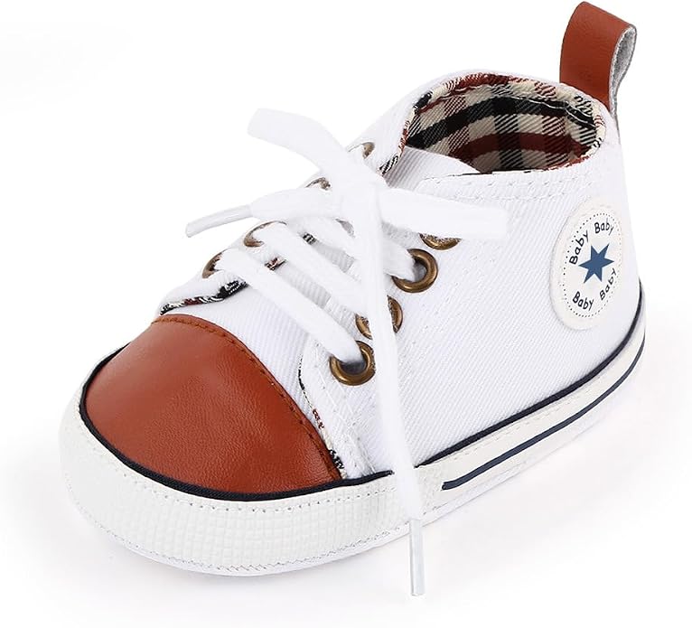 Unisex Baby Girls Boys Canvas High-top Shoes, Newborn Infant Anti-Slip Soft by KKIIDDSS
