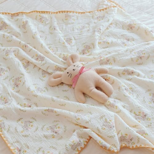 Baby Blanket Cotton Muslin Thick Dotted Backing Double Layer Receiving Blanket - Image 5