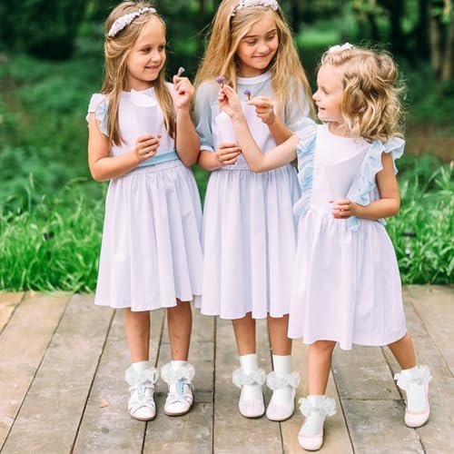Girls Ruffle Socks Double Lace Turn Cuff Frilly Church Dress Socks - Image 3