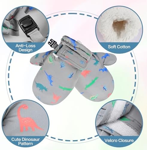 Toddler Mittens Lined Fleece Snow Gloves - Image 2