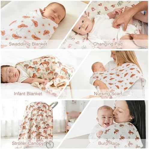Baby Swaddle Blankets, Bamboo Muslin Receiving Blanket | 4-Pack, Lightweight & - Image 6