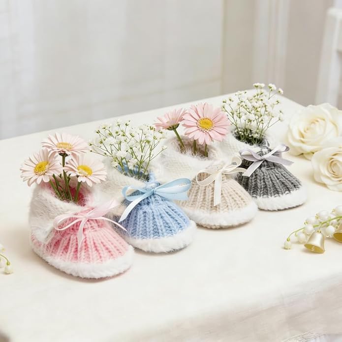 Meckior Baby Booties Newborn First Walkers Cozy Shoes Warm Hand Crochet Knit - Image 4