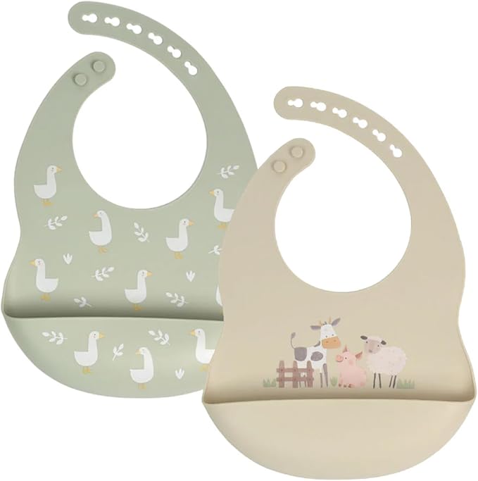Baby Silicone Bibs 2 Sets Baby Bibs by LITTLERAWR
