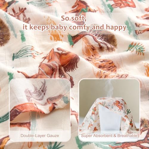 Baby Swaddle Blankets, Bamboo Muslin Receiving Blanket | 4-Pack, Lightweight & - Image 3