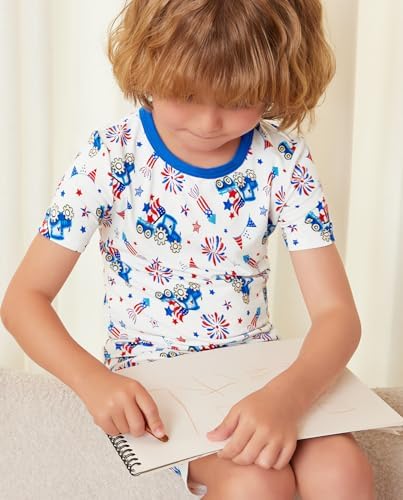 babee Reshinee Bamboo Viscose Toddler Boys Pajamas Set, Short Sleeve Kids - Image 3