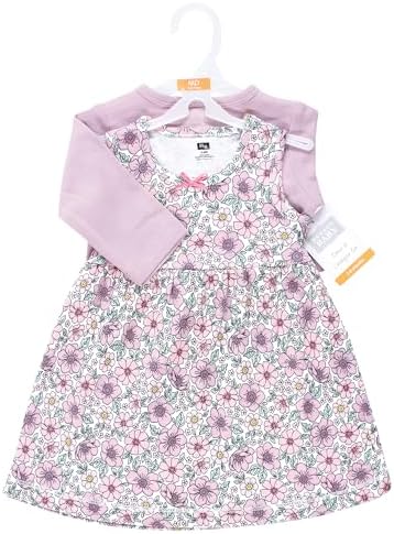 Hudson Baby Infant and Toddler Girls Cotton Dress and Cardigan Set - Image 2