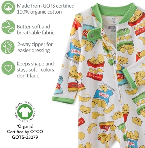 Butterblu Scout Sleep & Play 100% Organic Cotton Footed Zip Front PJs | GOTS - Image 6