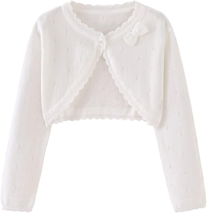 Toddler Girls Cardigan Sweater Bolero Shrug Baby Kids Long Sleeve Cropped Dress by Miccina