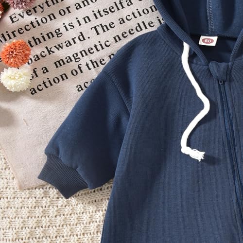 Unutiylo Unisex Baby Boys Girls Long Sleeve Infant Baby Zipper Hooded Jumpsuits - Image 6