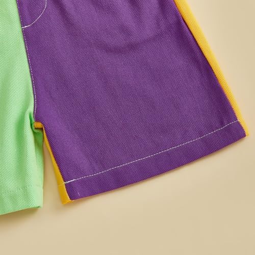 Fernvia Toddler Kids Baby Girl Boy Contrast Color Overalls Shorts Clothes - Image 5