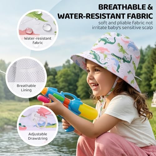 Toddler Bucket Hats UPF 50+ Baby Sun Hat Adjustable Kids Sun Protection Summer - Image 3