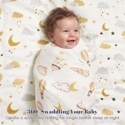 PHF Muslin Swaddle Blankets for Newborn, Large 47x 47 Inches 4 Pack Organic - Image 3