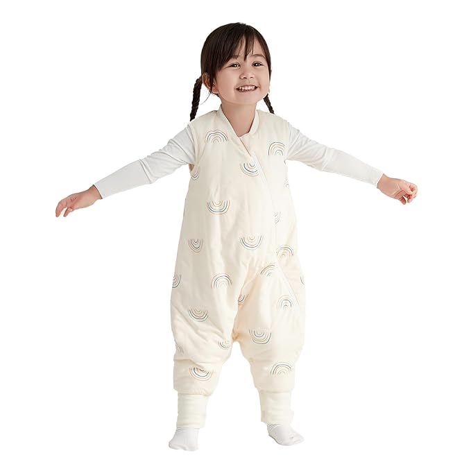 Duomiaomiao 2.5 TOG Toddler Sleep Sack 6-12 Months 100% Cotton Winter Side Open Zipper Baby Sleep Sack with Feet, Warm Toddler Wearable Blanket