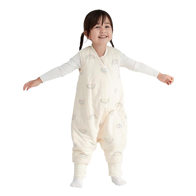 Duomiaomiao 2.5 TOG Toddler Sleep Sack 24-36 Months 100% Cotton Winter Side Open Zipper Baby Sleep Sack with Feet, Warm Toddler Wearable Blanket