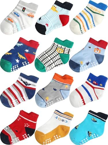 Aroveea Toddler Socks Non Slip Grip Ankle Baby 12 Pack by Aroveea