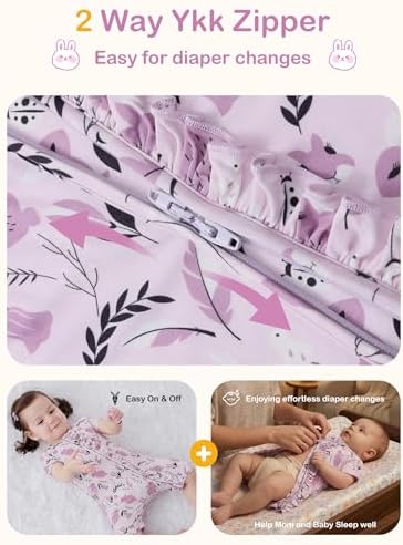 JunNeng Baby Girl Sleeper Viscose from Bamboo, Short Sleeve Romper | 2 Way YKK - Image 4