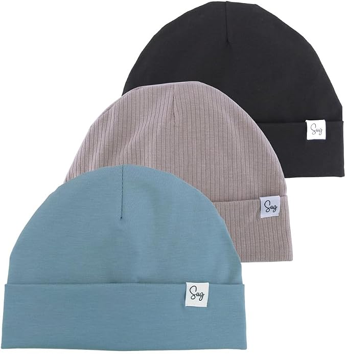 Jersey Beanie Hat for Newborn Baby Boys Girls Silky Satin Lined Hats Bonnet by Sugarmelon