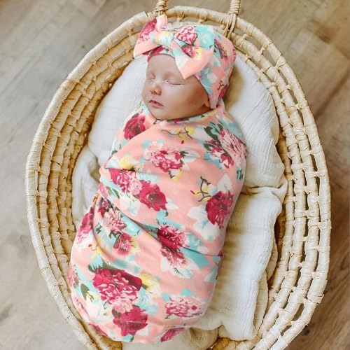 DRESHOW BQUBO Baby Girl Newborn Floral Receiving Blankets - Image 2