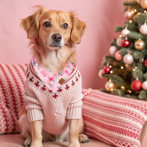 JarThenaAMCS 2Pcs Pink Christmas Dog Bandana Cute Xmas Tree Winter Snowflake - Image 7