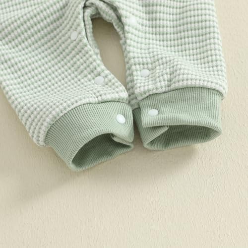 VISGOGO Newborn Infant Baby Boy Waffle Cotton Romper Clothes Onesie Stripe - Image 6