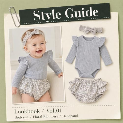 Baby Girl Knit Ruffle Outfit Clothes Ribbed 100% Organic Cotton Solid Color - Image 4