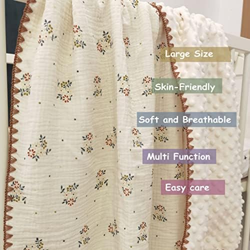 Baby Muslin Cotton Thick Blanket Dotted Backing Double Layer Soft Newborn - Image 6