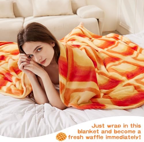 SeaRoomy 71 in Waffle Blanket, Novelty Funny Food Throw Blanket - Image 4